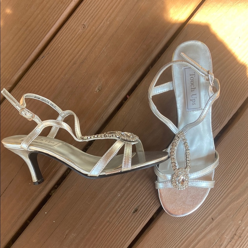 Touch Ups Silver Strappy Heels for Formal Events
